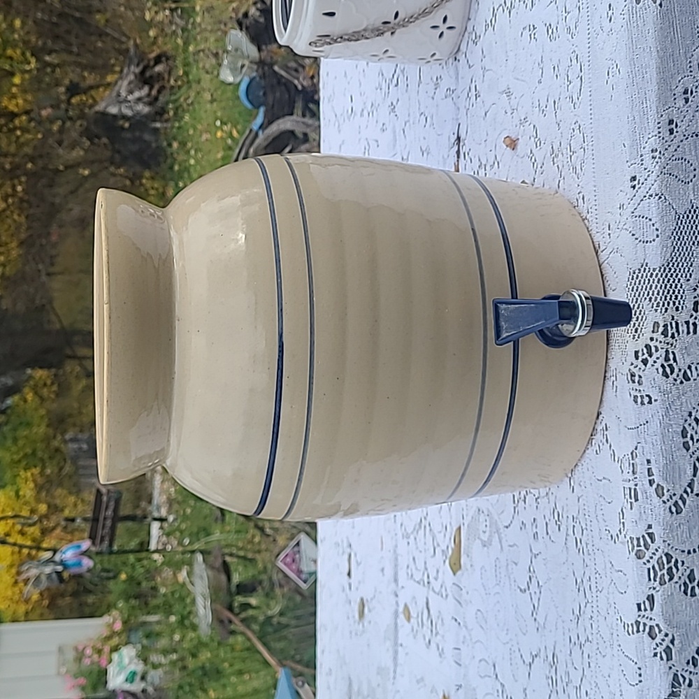 Stoneware crock drink dispenser